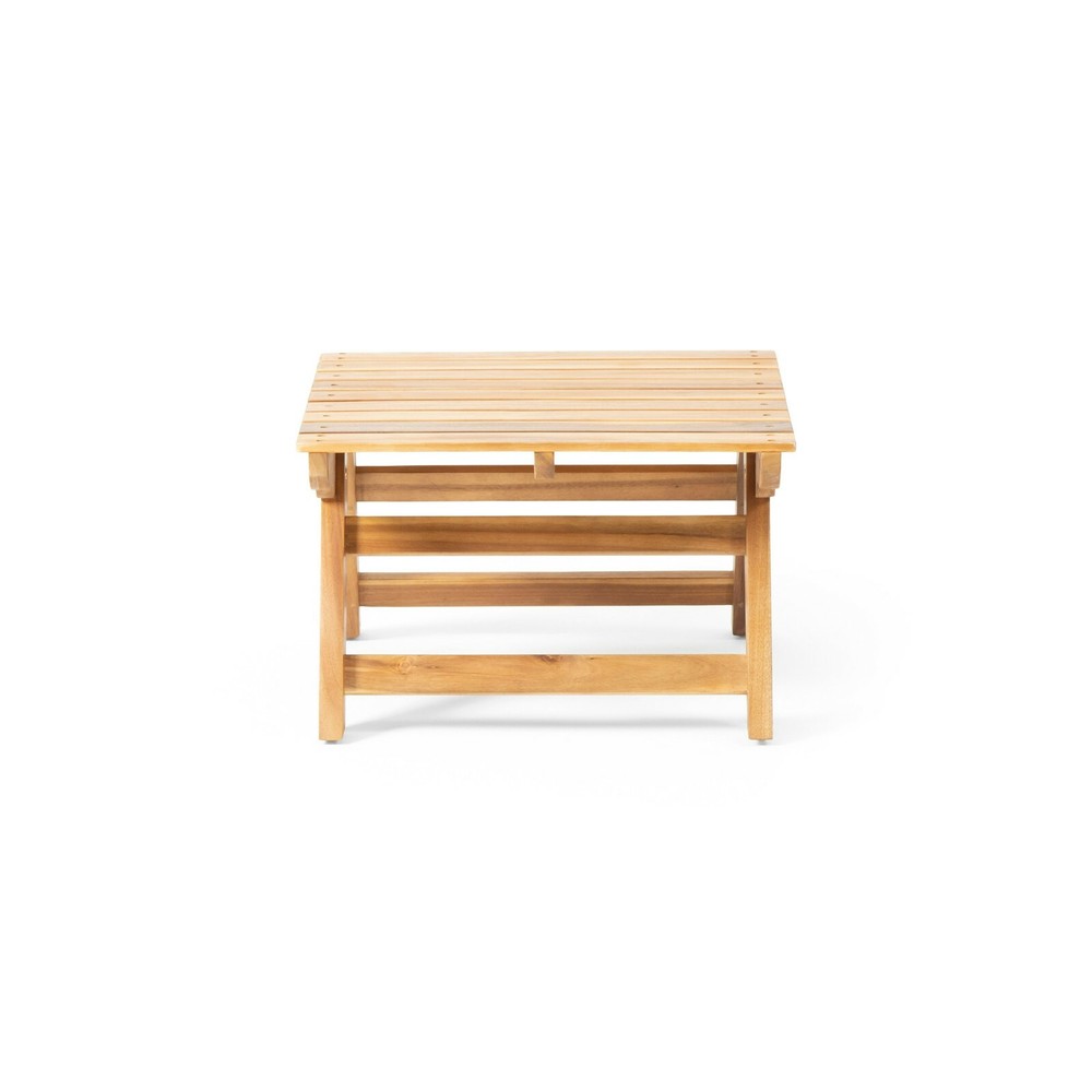 Outdoor Acacia Wood Slat Panel Side Table, Teak