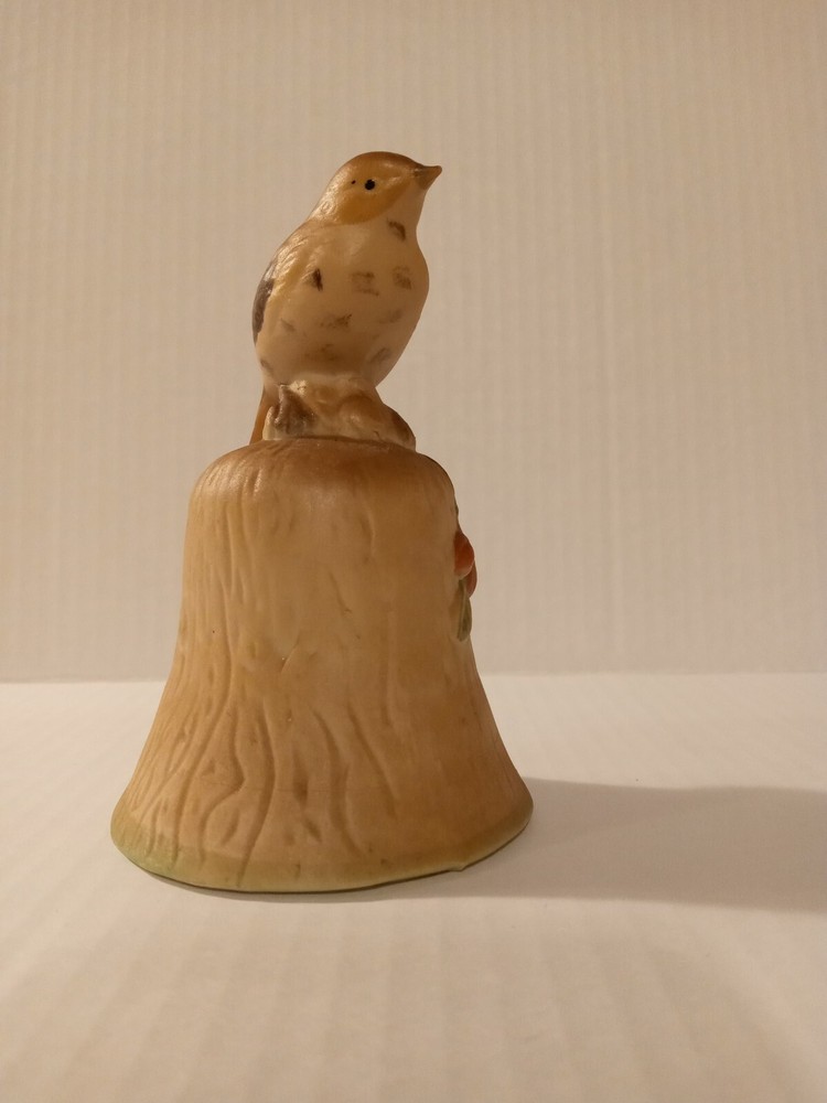4.25" Brown Ceramic Bisque Bird Bell