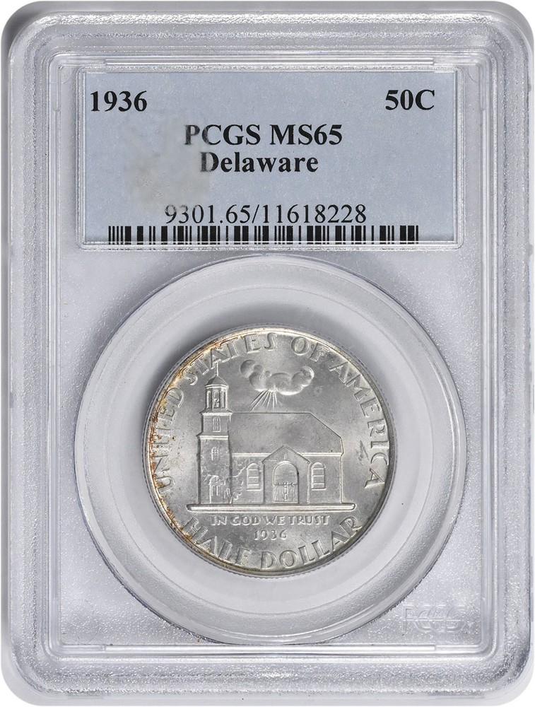 1936 Delaware Commemorative Silver Half MS65 PCGS