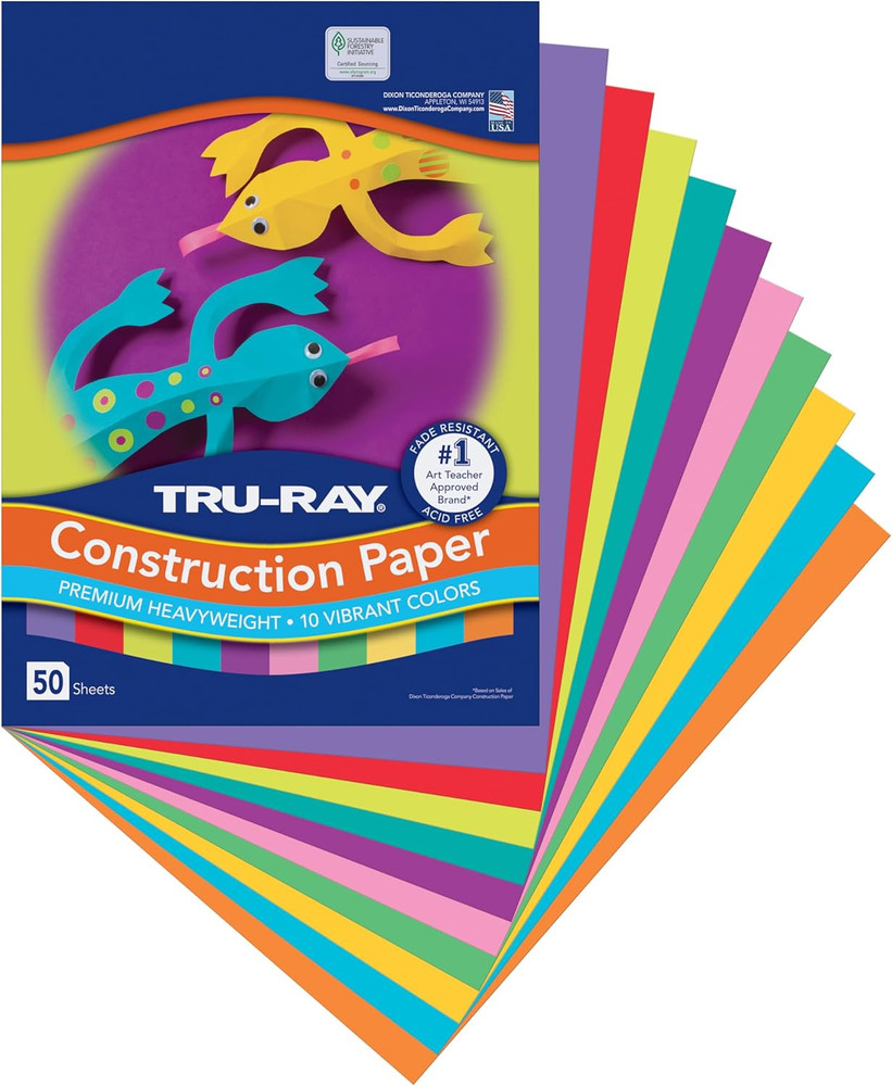 Construction Paper, 10 Vibrant Colors, 9" X 12", 50 Sheets