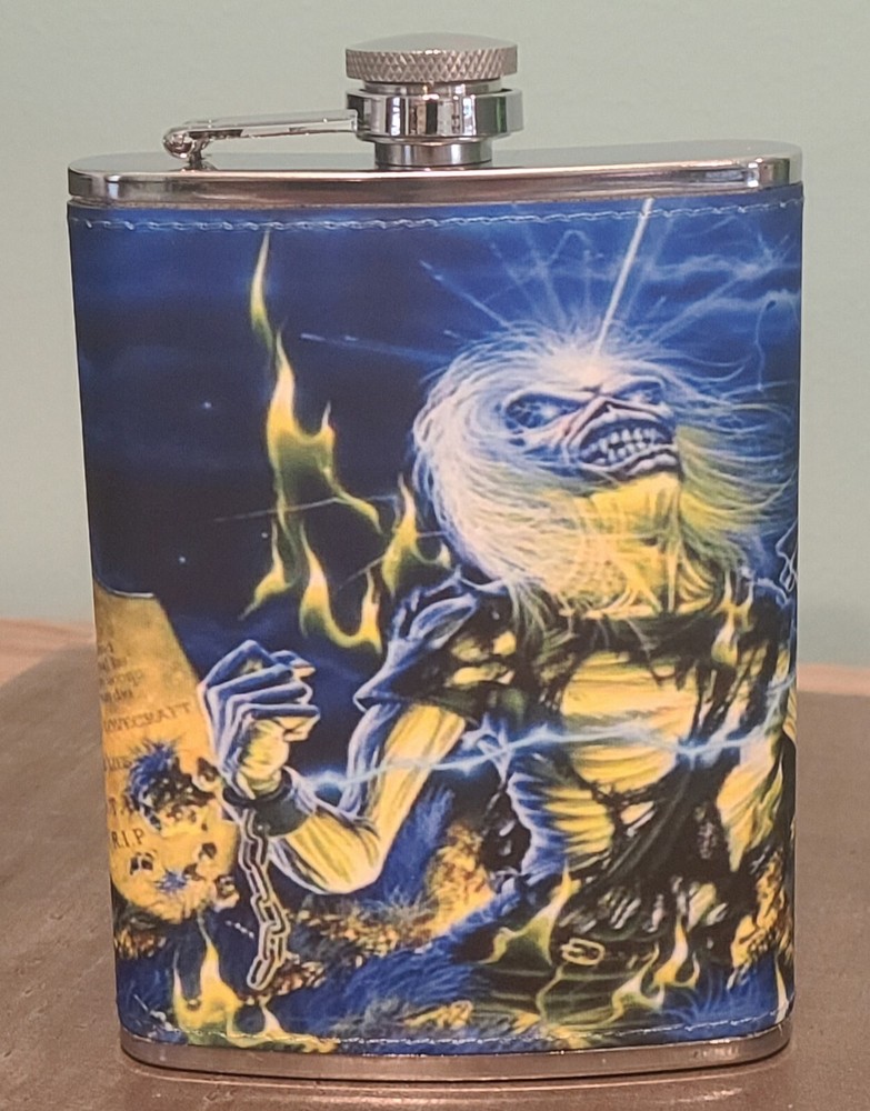 Iron Maiden: Collage #1 custom made 8 oz flask NEW