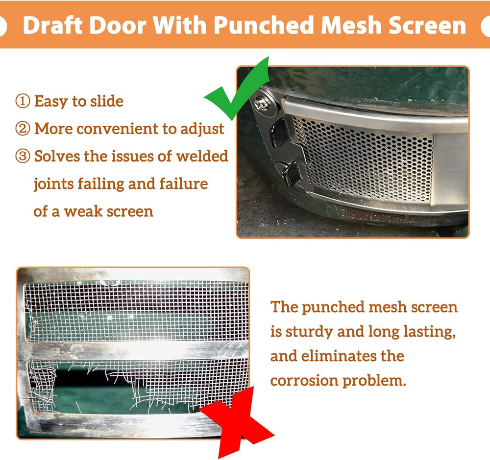 Draft Door Screen Kit Replacement for Large and Medium Big Grill Green Egg,Draft