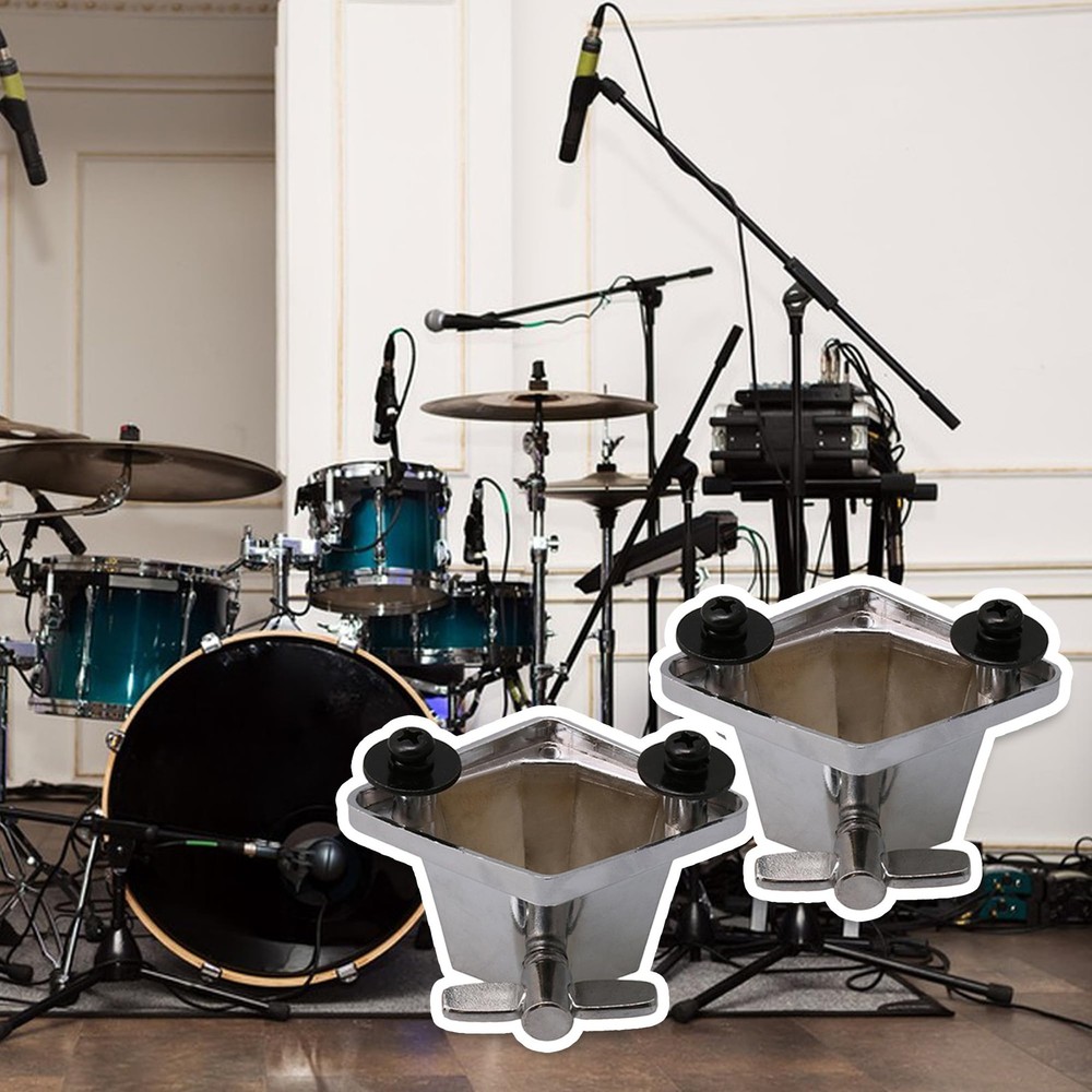 2 PCS Silver Floor Tom Drum Leg Bracket Mount Replacement Hardware Set