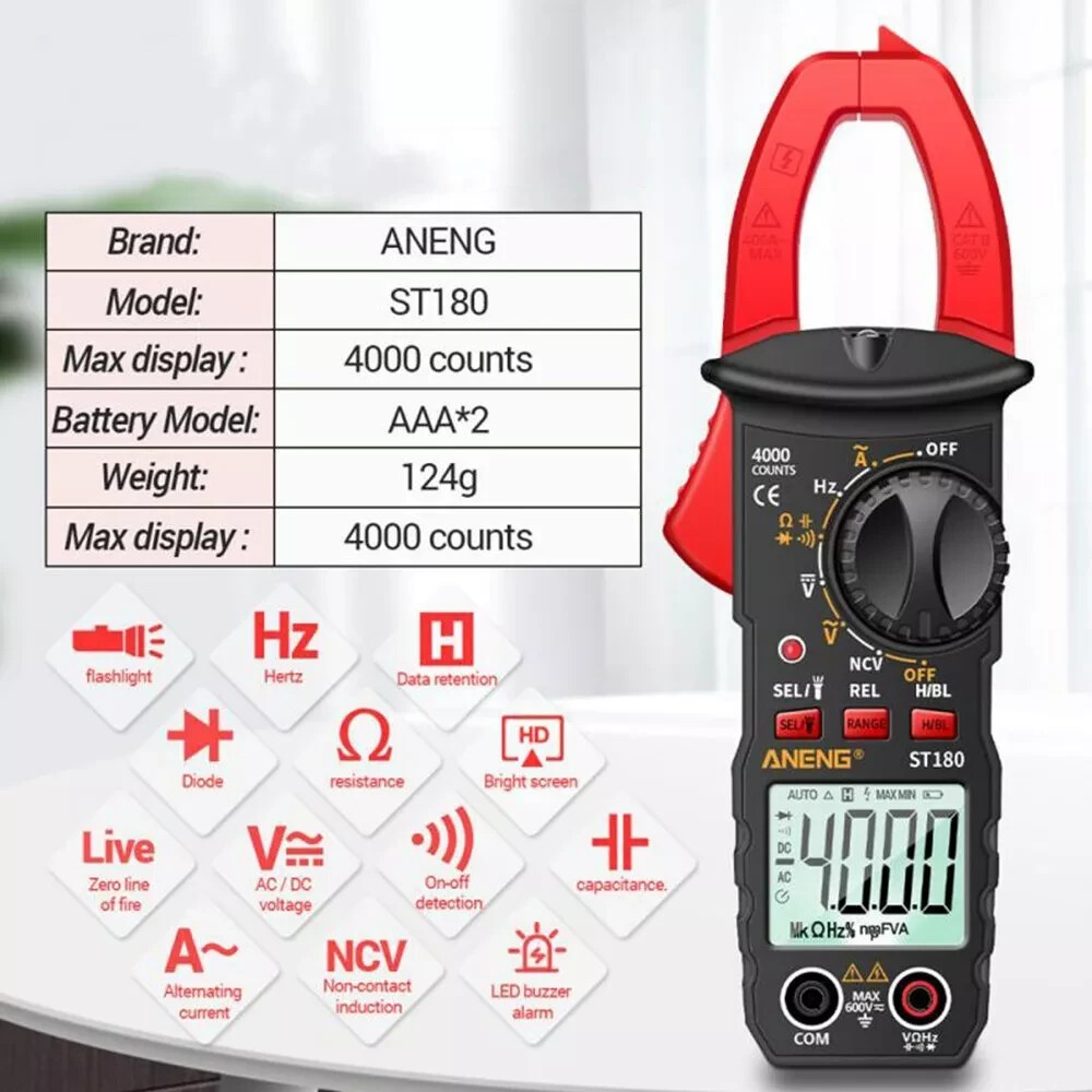 Digital Clamp Multimeter Tester AC DC Voltage RMS Amp Meter Auto Range Handheld
