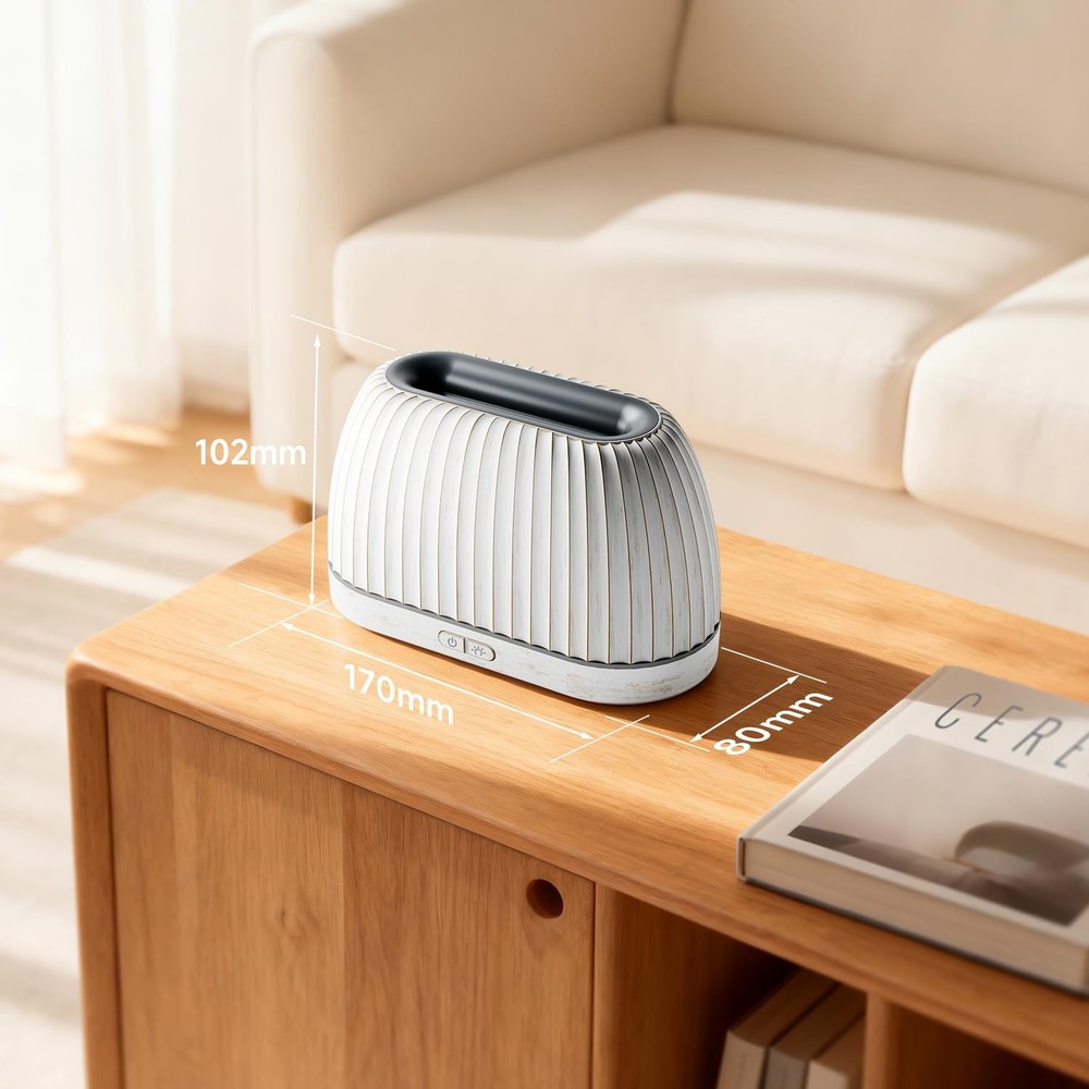 SOULORIGIN Essential Oil Diffuser, Flame Effect Aromatherapy Diffuser White