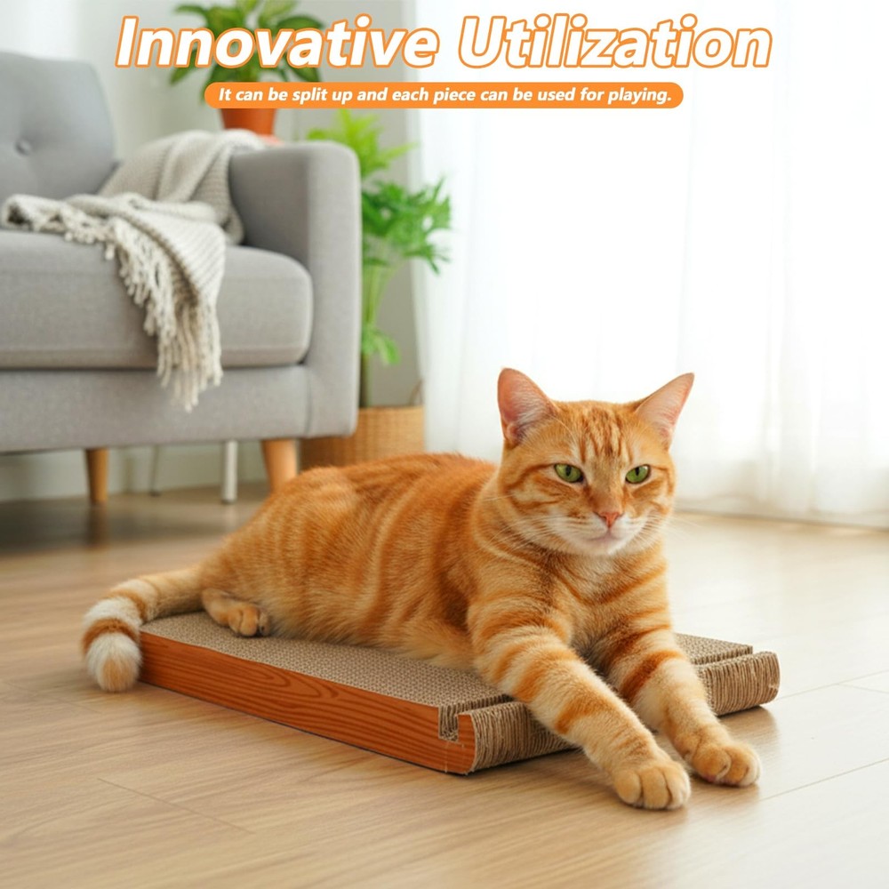 3-Sided Vertical Cat Scratching Post Foldable Triangle Scratch Pad Cardboard