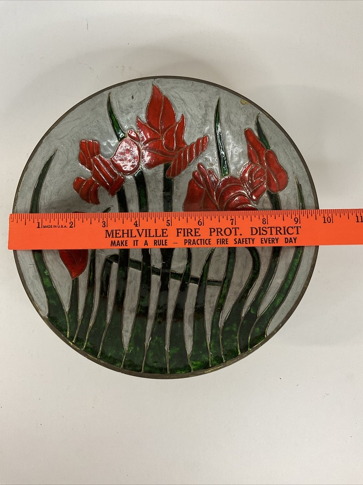 Brass Enamel Vintage Decorative Hand Painted Bowl