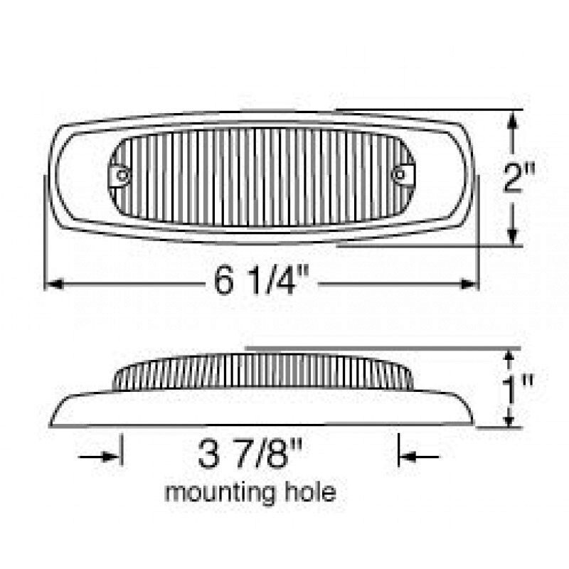 12 LED RECTANGULAR LIGHT (CLEARANCE/MARKER) WITH CHROME BEZEL - AMBER LED/AMBER