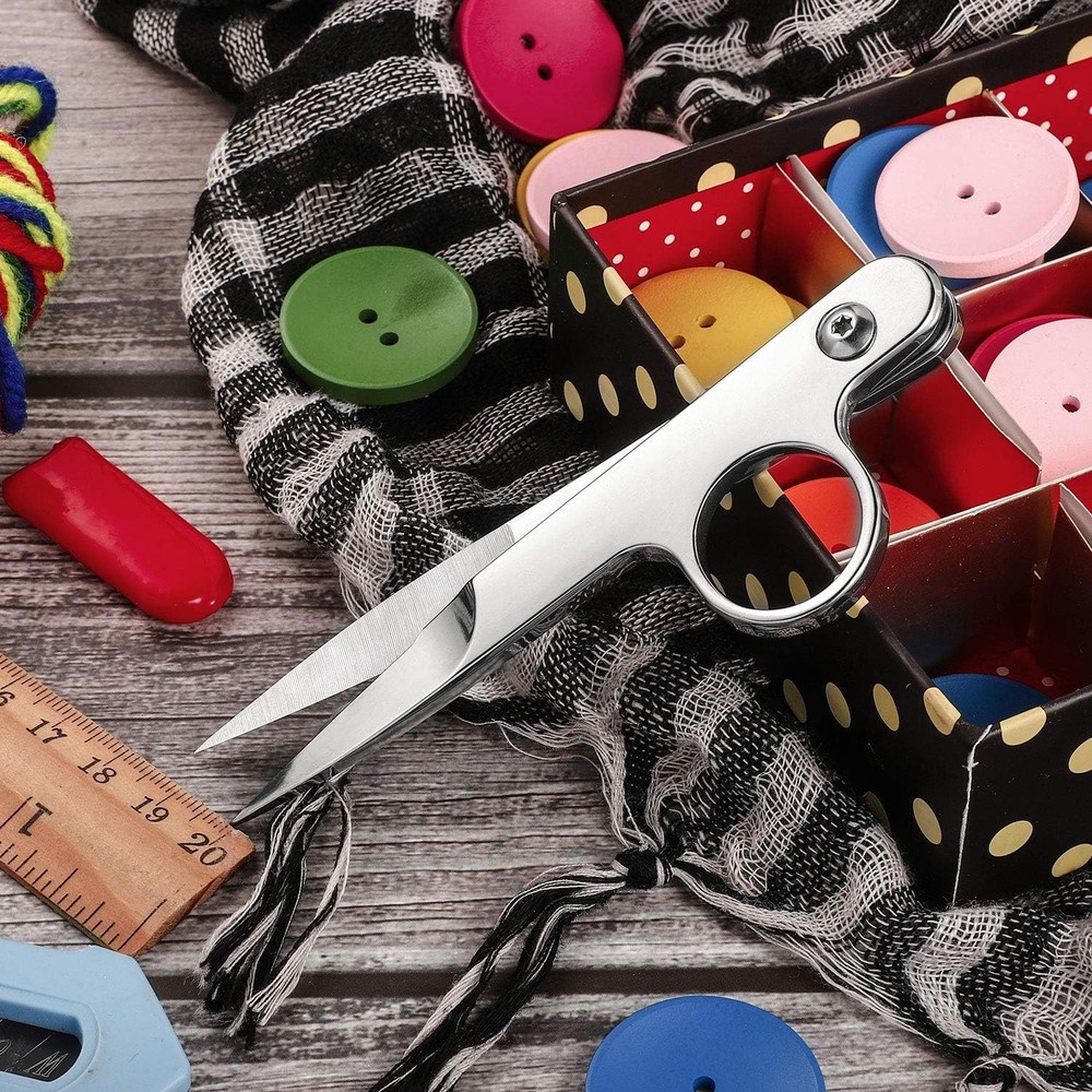 Mudder 2 Pcs Sewing Scissors Thread Snips with Protective Rubber Silver