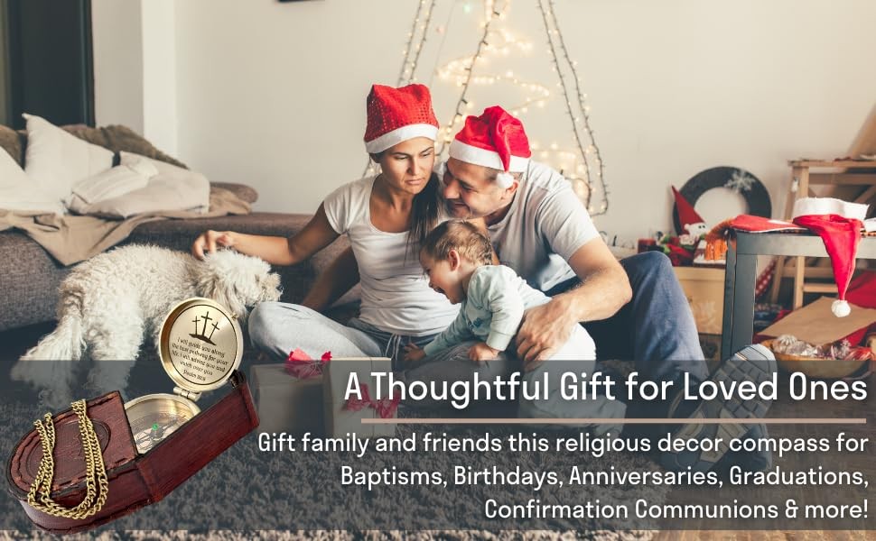 - Brass Compass Engraved with Religious Scripture Verse - Ideal for Baptism C...