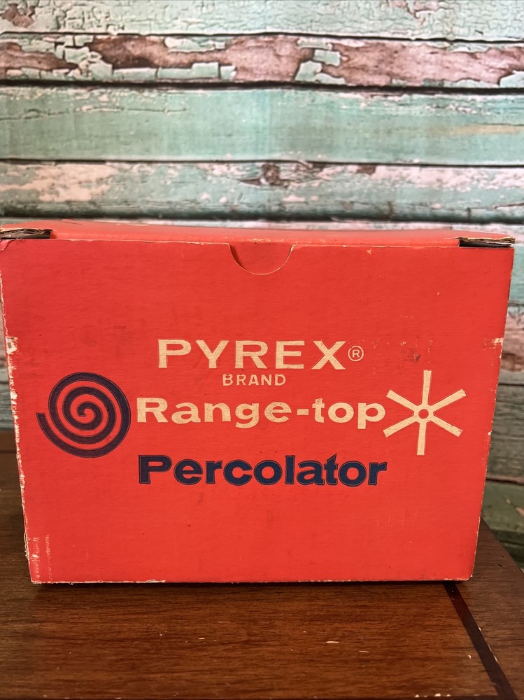 Vtg Pyrex Range-top Percolator Box Only 6 Cup #7756 + Bonus
