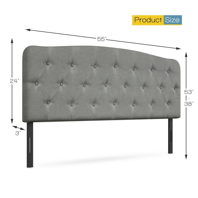 Full Size Button Tufted Headboard Upholstered Headboard With Adjustable Heights
