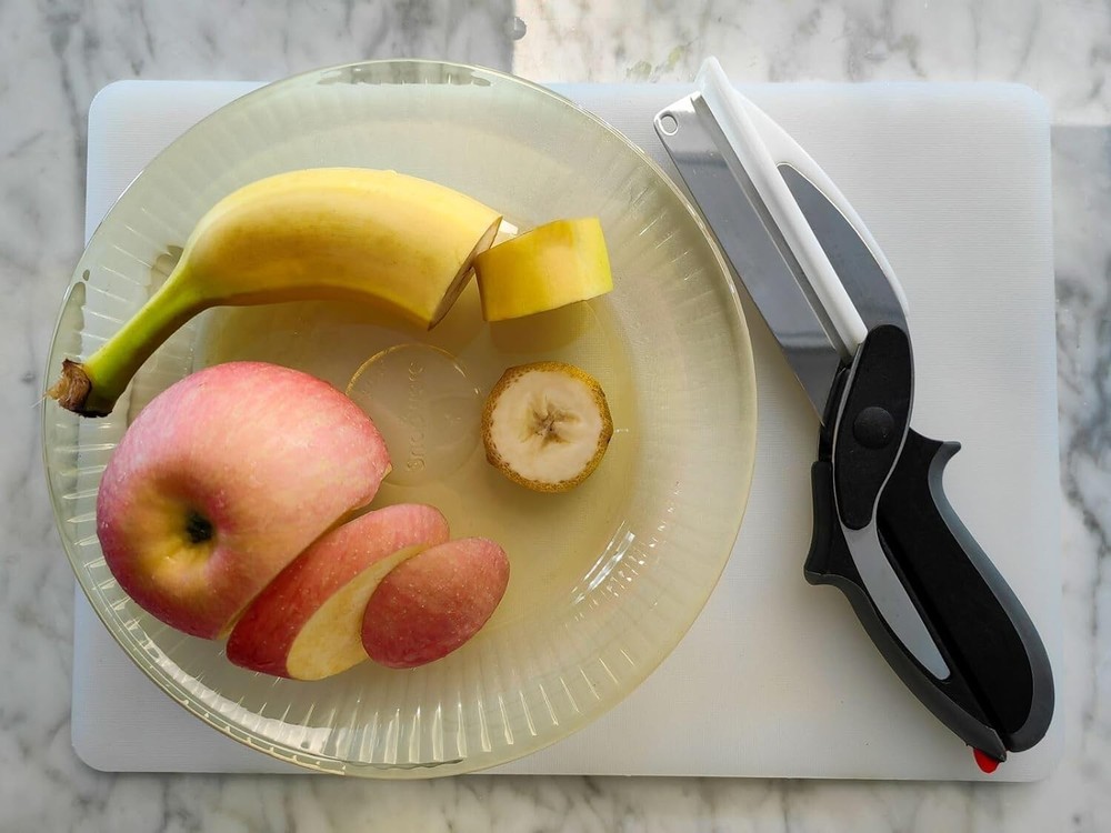 Stainless Steel Salad Scissors with Built-in Cutting Board Sharp Kitchen Tool