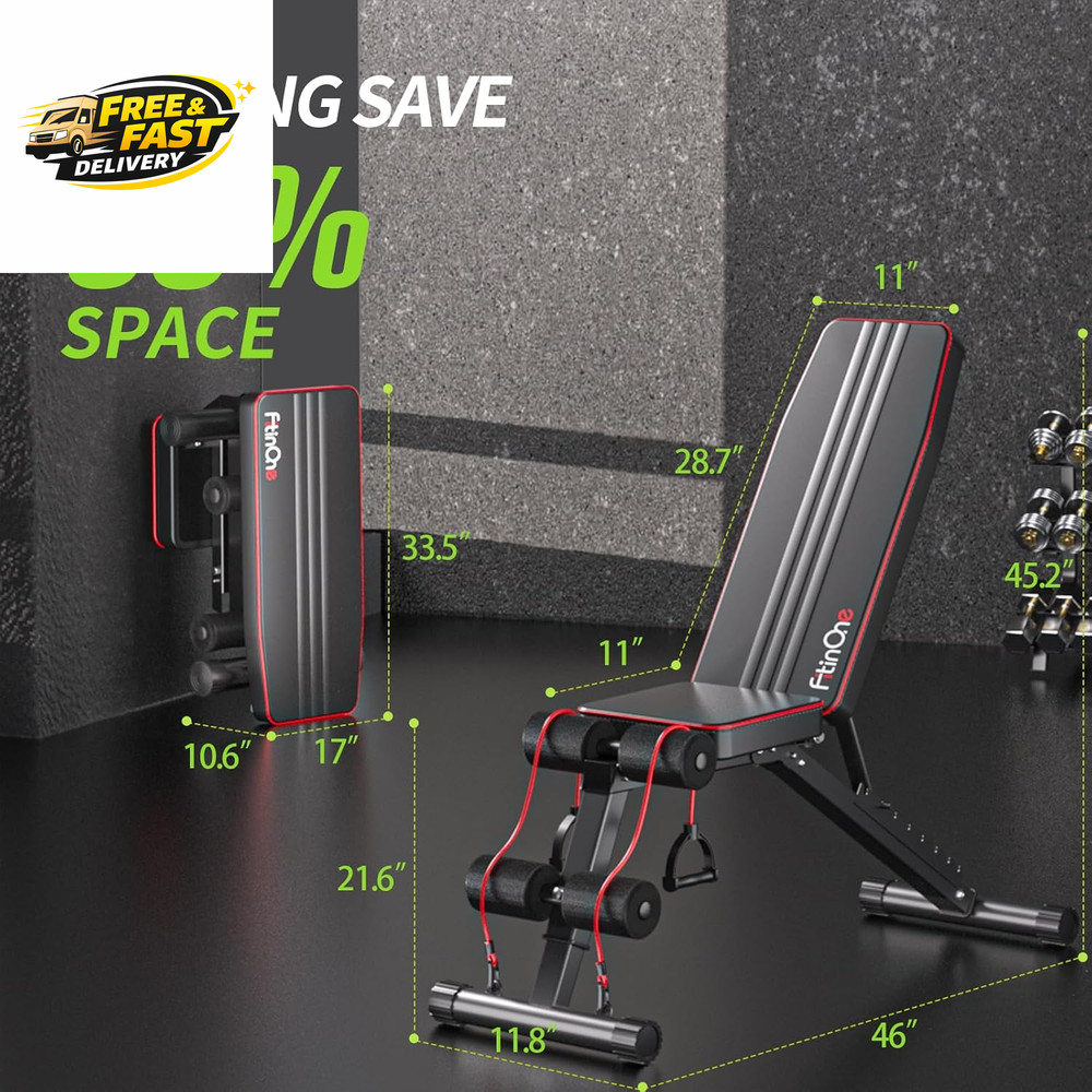 Adjustable Folding Weight Bench for Home Gym, 660 Lbs Capacity Multi-Functional