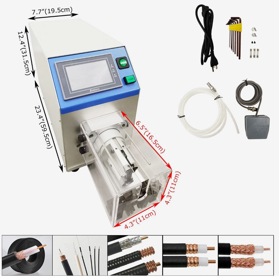 110V Semi-automatic Coaxial Wire Stripping Machine Multi-layer Rotary Stripper