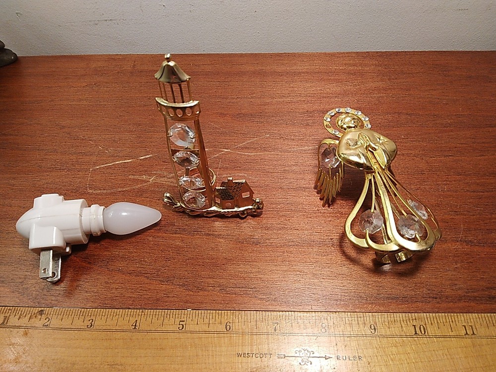 Brass/Crystal (acrylic) Angel/Lighthouse nightlight night light nite lite clip