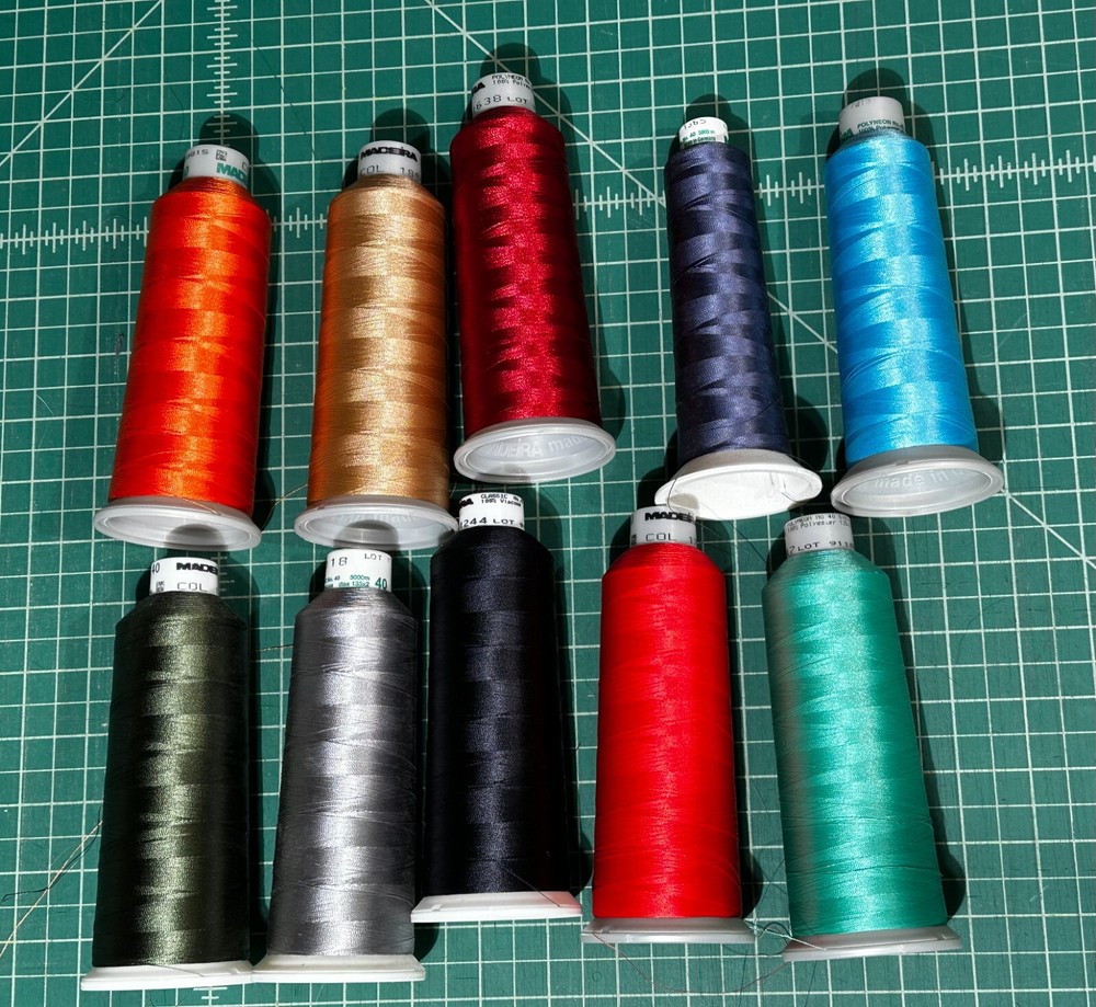 10 mixed Madeira Viscose and Polyneon size 40 large 5000m spools lightly used