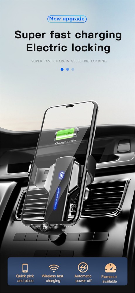 Car Wireless Charger Air Vent Mount Phone Holder Automatic Clamp Fast Charging