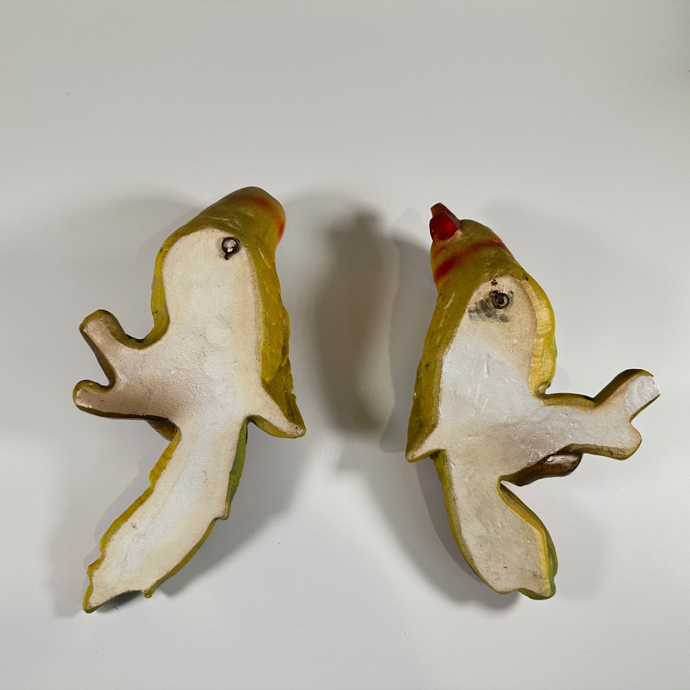 Mid-Century Chalkware Parrot Bird Wall Hanging