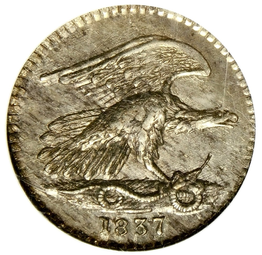 🇺🇸📀🦅😱🐍NGC MS63 FEUCHTWANGER CENT 1837 NY-HT(5G)