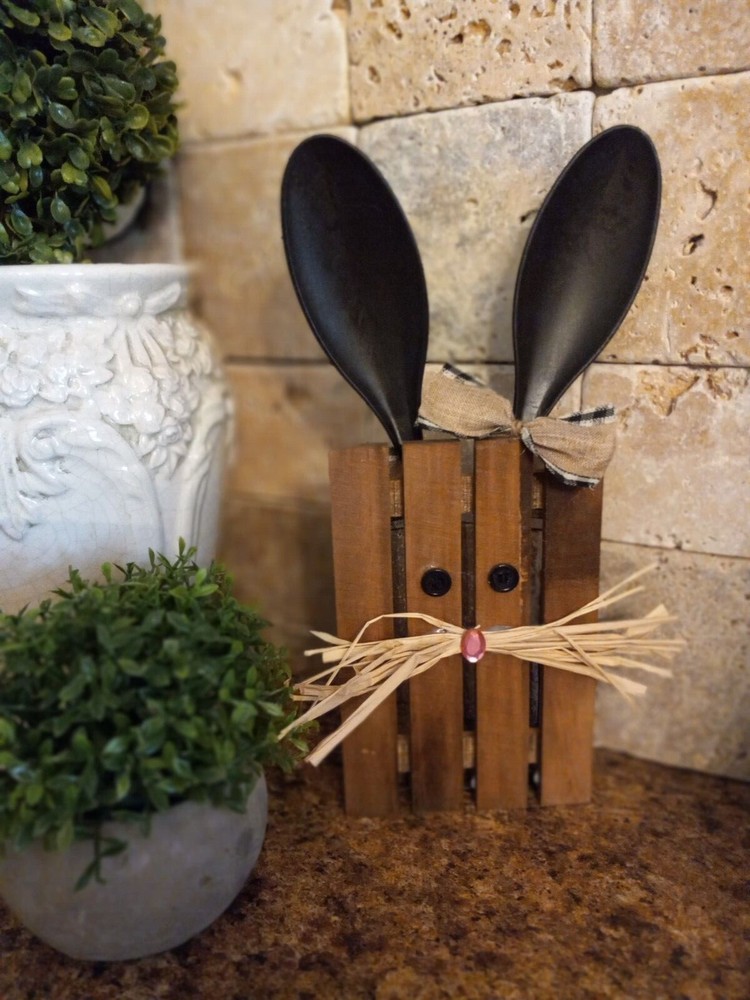 Handmade stained wood bunny
