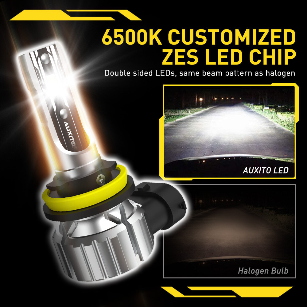 AUXITO 4*H11 LED Headlight Kit High Low Beam 500% Super Bright 6500K White Bulbs