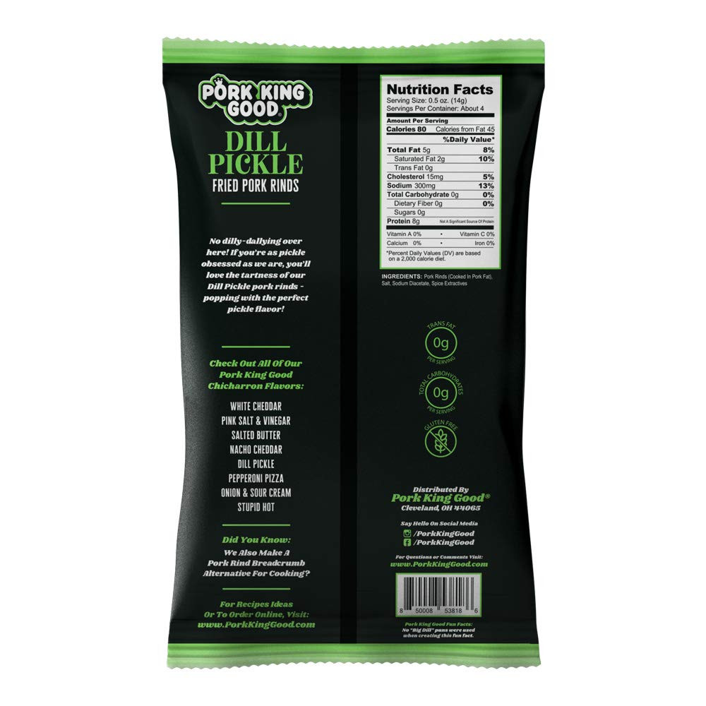 Dill Pickle Pork Rinds (Chicharrones) (4 Pack) Keto Snacks