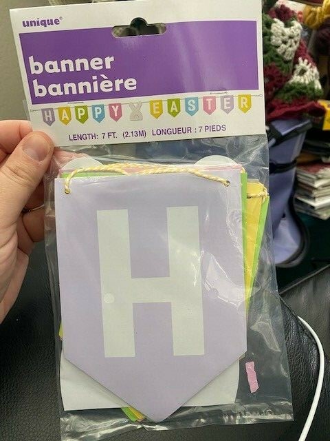 Multi Coloured Colourful Happy Easter Easter Bunny Pennant Flags Card Banner New