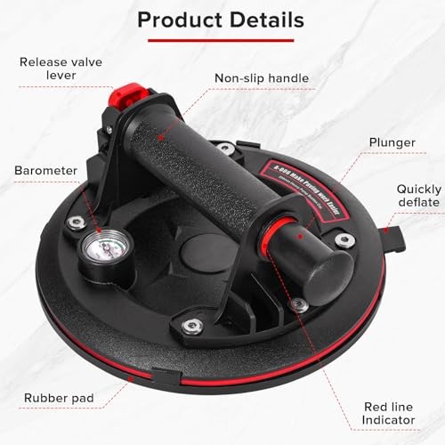 8"lass Suction Cup 662lbs Load Capacity Powerful Industrial 1pc with barometer