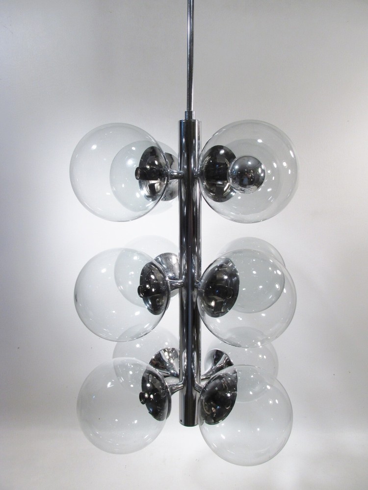 Midcentury Lightolier Chrome Bubble Sputnik Chandelier Hollywood Regency