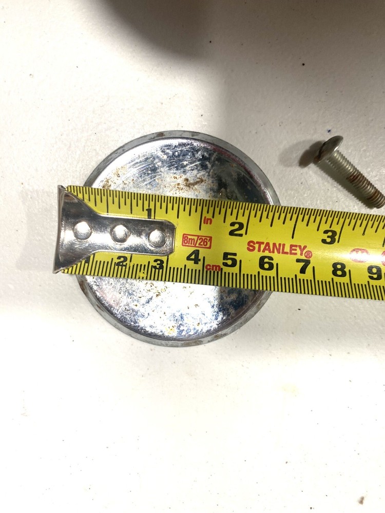 2 Vintage 2” Chrome Round Concave Cabinet Drawer Pull Knob & Backplate With Bolt