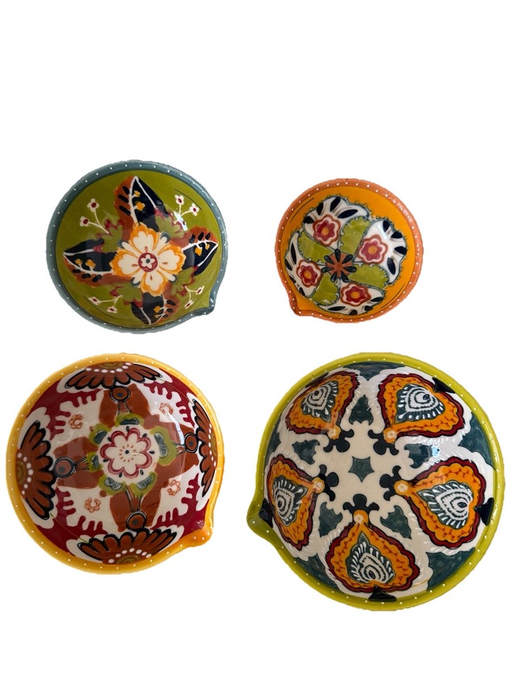 Anthropologie 4 pc Homegrown Izmir Ceramic Nesting Stackable Measuring Cups