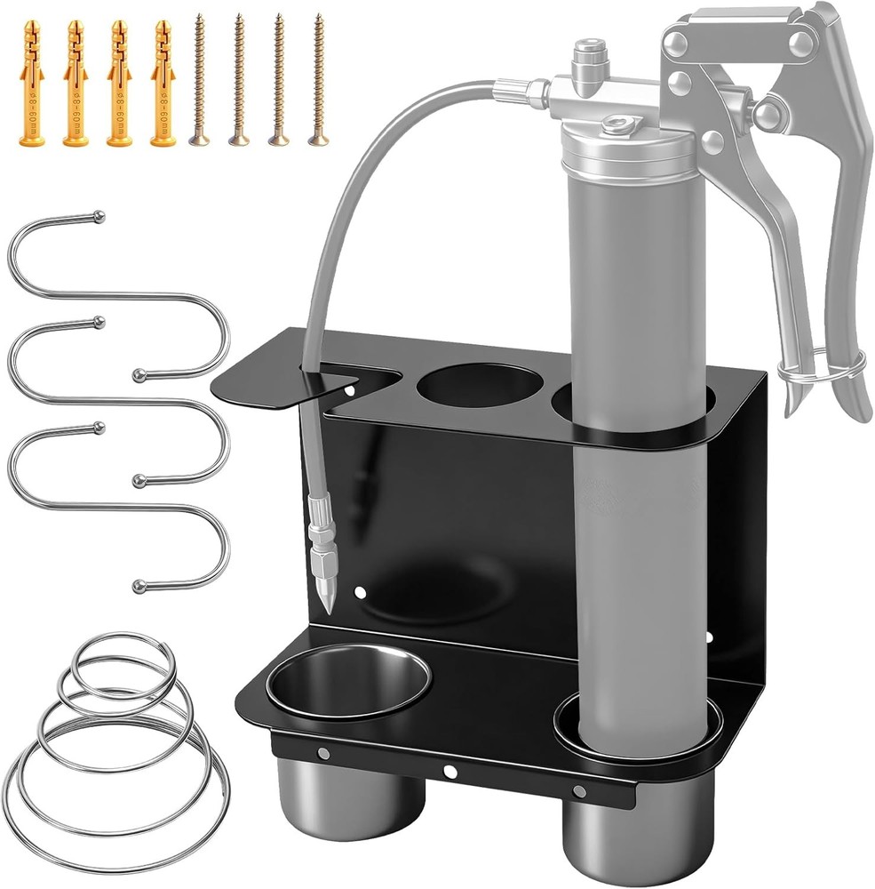 Grease Gun Garage Organizer Wall Mount with Drip Cup