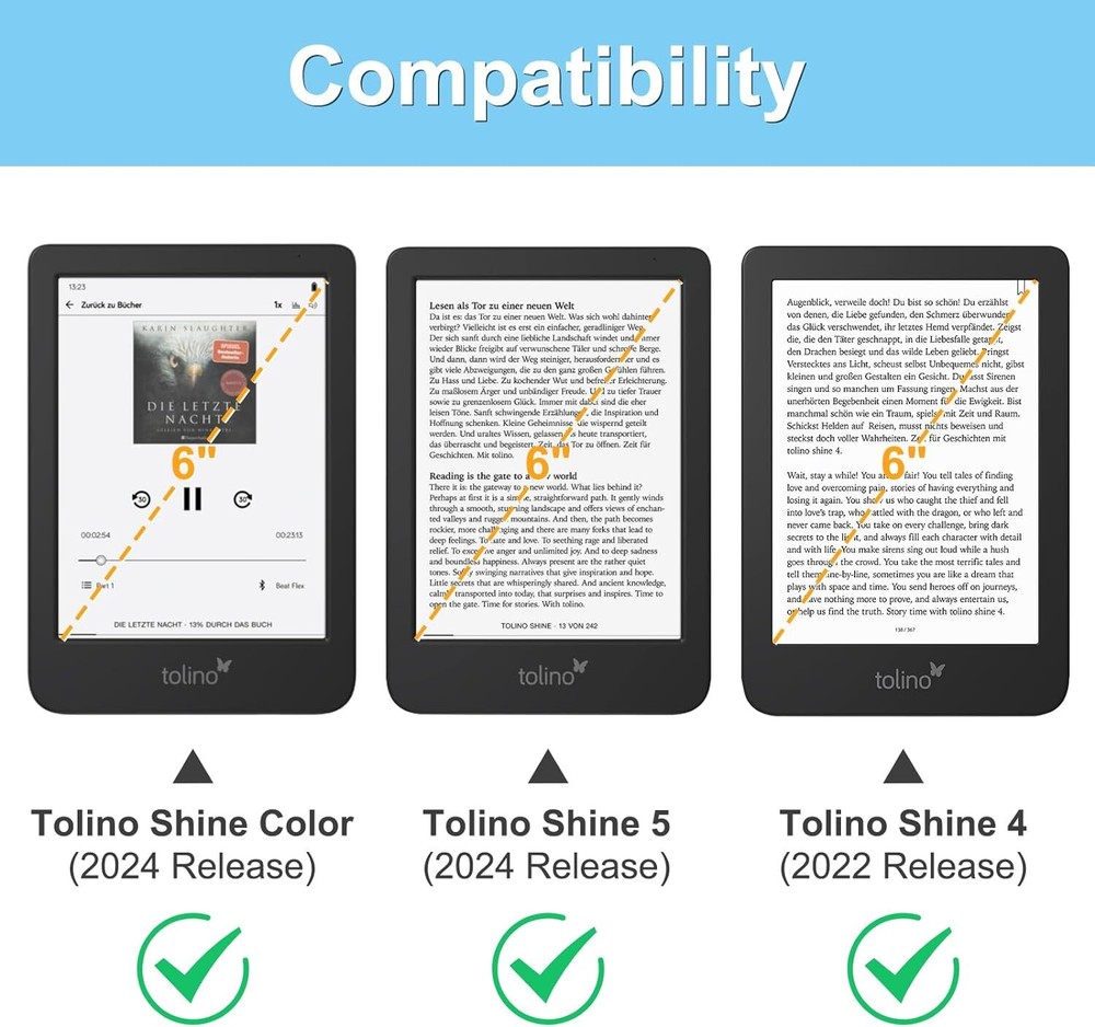 Stand Case for 6" Kobo Clara 2E eReader Leather Protective Cover Auto Sleep/Wake