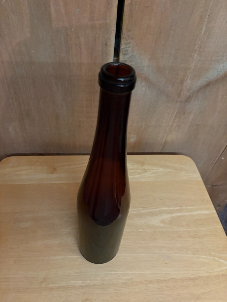 Vintage Dark Amber Bottle 14" Tall Unique Shape