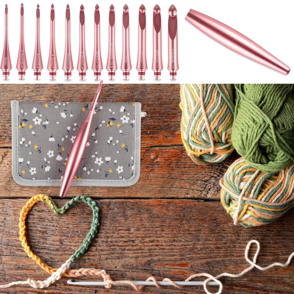 Interchangeable Crochet Hook Set with 12 Hooks – Ergonomic Crochet Hooks Larg...