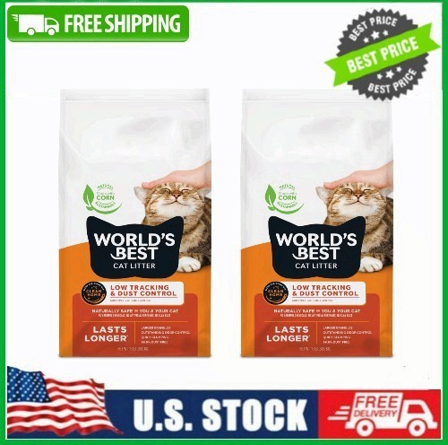 2 BAG WORLD'S BEST CAT LITTER Low Tracking & Dust Control Multiple Cat Unscented