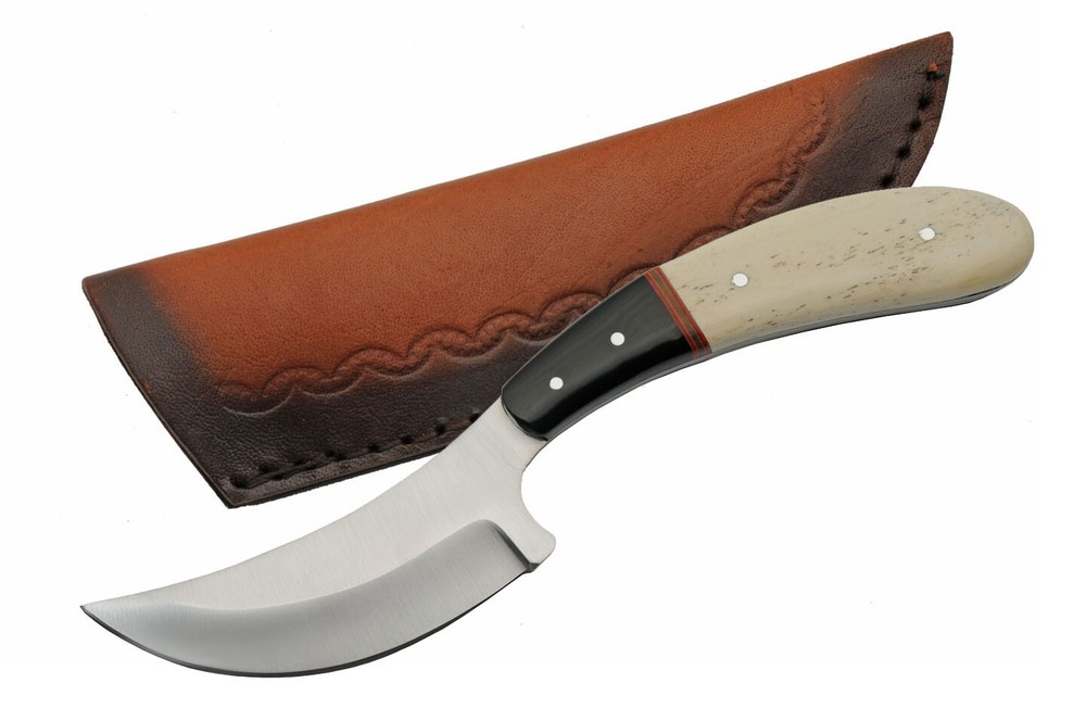 Hunting Knife | Birdwing Full Tang Skinner White Bone Handle + Leather Sheath