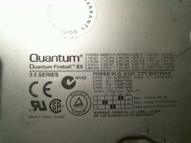 IDE Hard Disk Drive Quantum Fireball EX EX10A013 01-B 10.2AT
