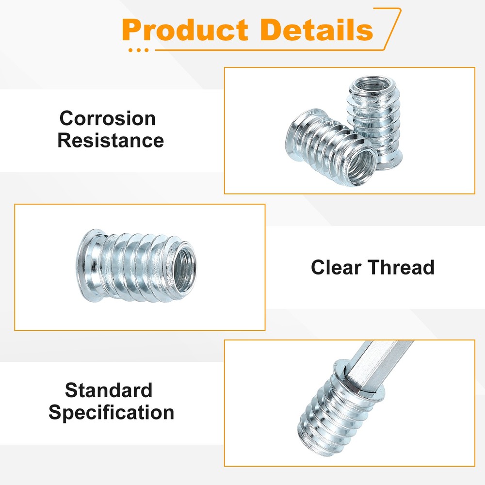 20 Pcs Threaded Insert for Wood, 5/16" - 18 Metal Threaded Studs 20mm Length
