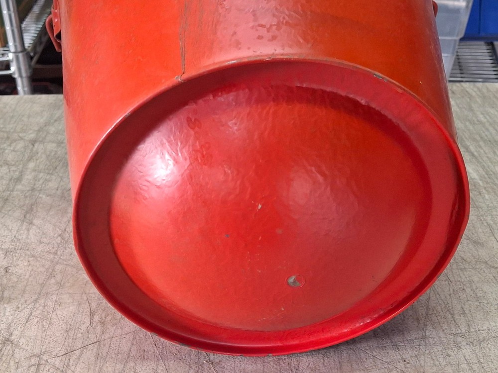 Vintage Wheeling Galvanized Fire Fireman Firefighter Bucket w/ Round Bottom