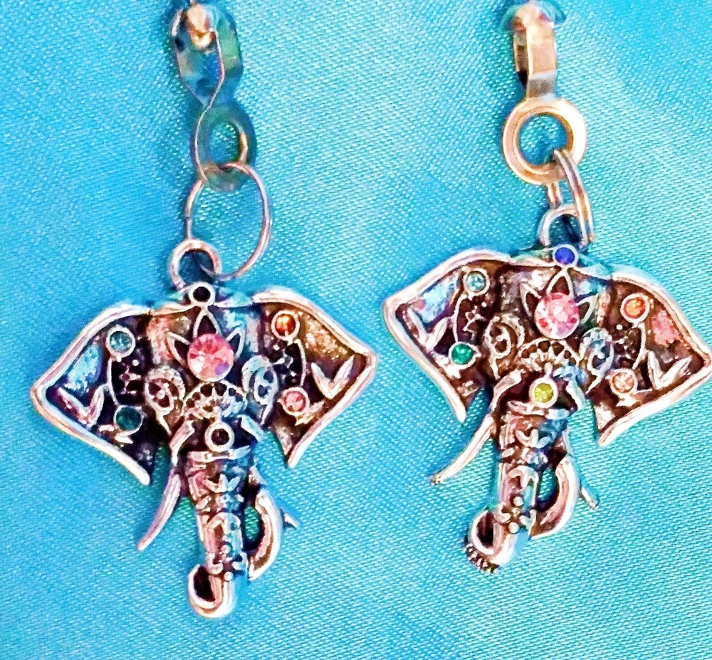 Set of Two ~ Elephant Chakra Small Metal ~ Ceiling Fan Pulls