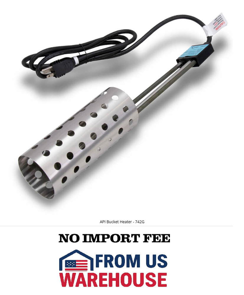 API 742G Bucket Heater 1000W 120V Stainless Steel Immersion Water Heater