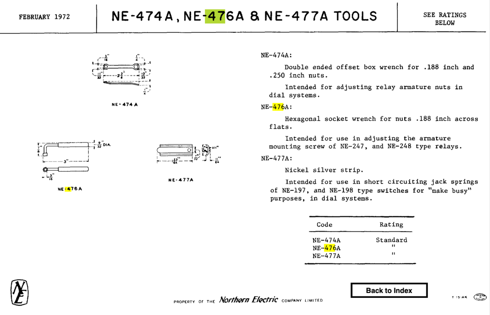 Vtg 476A Socket Wrench - Telephone Repair Tool Bell System