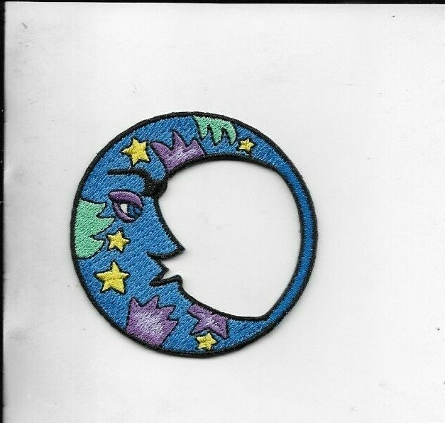 BLUE CRESCENT MOON EMBROIDERED PATCH 2 1/2"