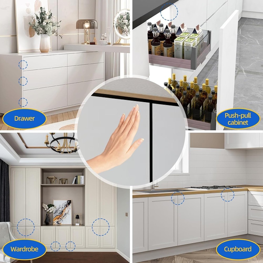 Easy Install Magnetic Push Latches – 4 Pack for Cabinet & Drawer Versatility