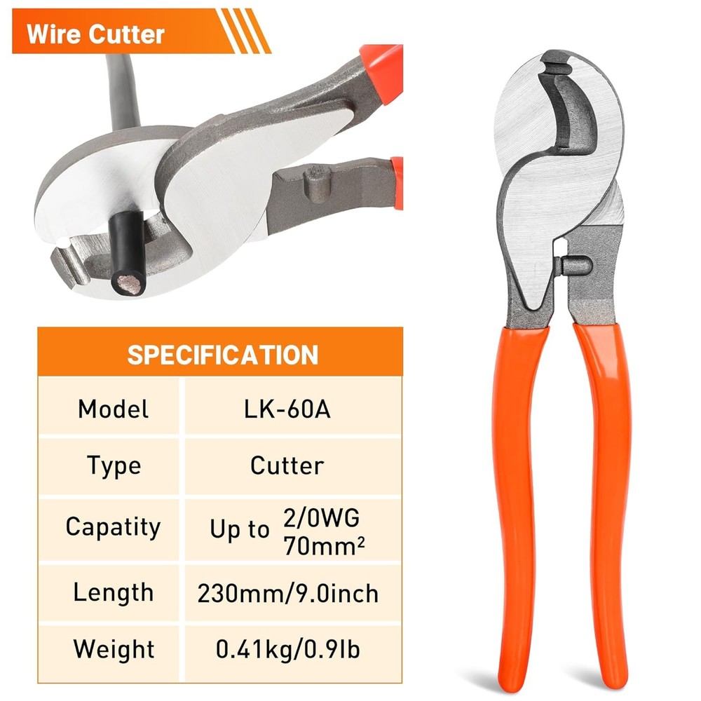 Cable Lug Crimping Tool Kit with Cutter