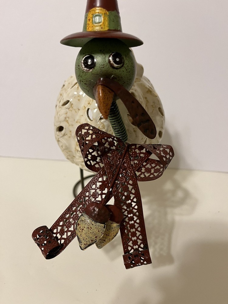 Ceramic and metal turkey Bobbler tea Lite Holder