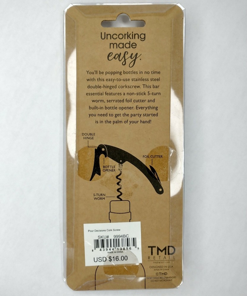 Double Hinged Corkscrew Pour Decisions Portable Purse Cork Screw