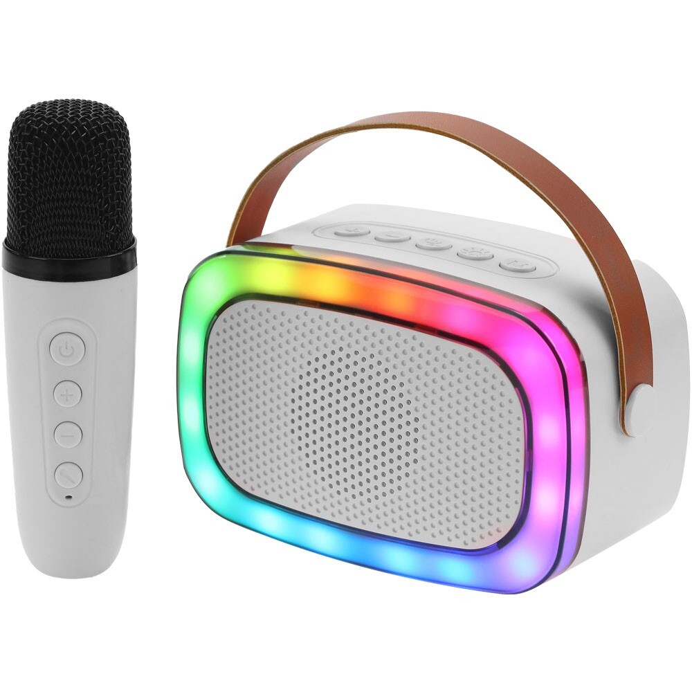 Supersonic Mini Bluetooth Karaoke Portable Speaker w/ Microphone (White)